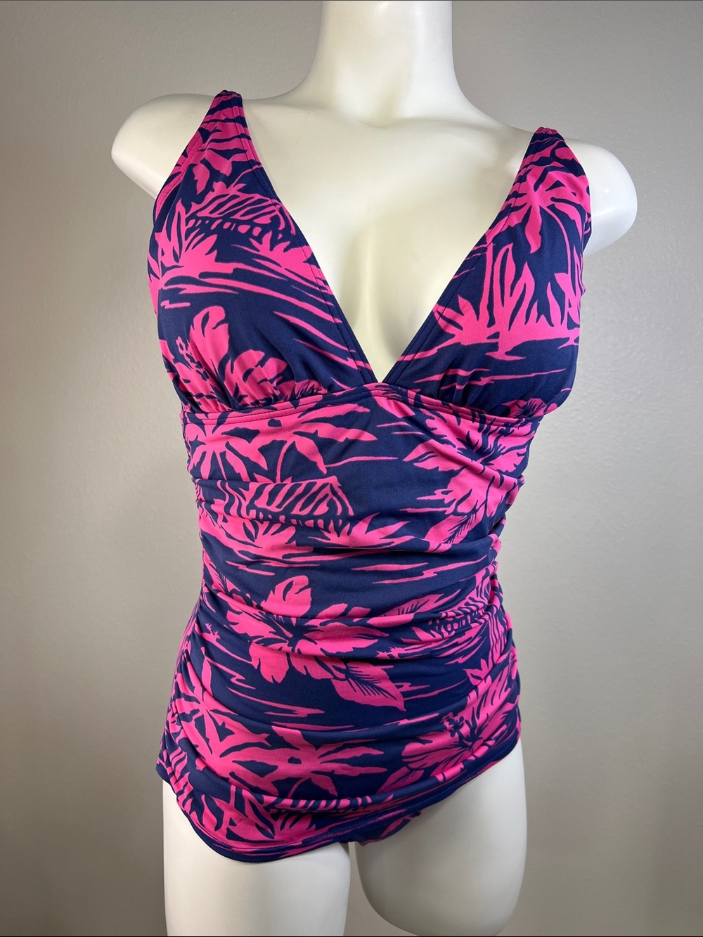 Tommy Bahama Pink and Navy Tropical One-Piece Swimsuit